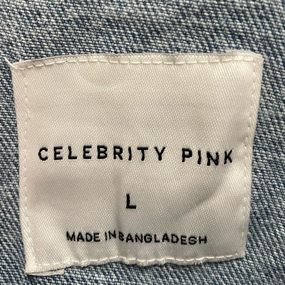 Celebrity Pink Distressed Denim Jean Patch Jacket Women's Size L NWT - Picture 5 of 5